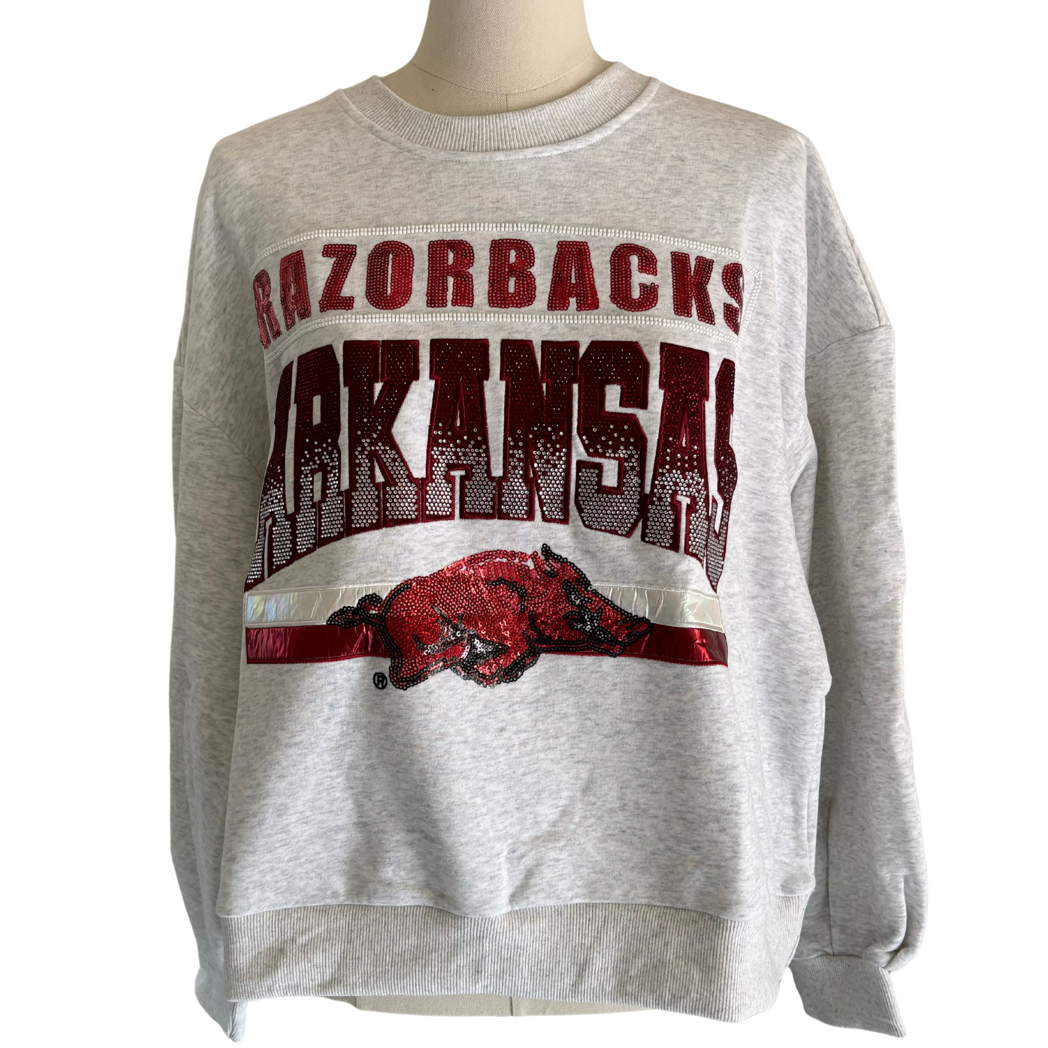 Vintage Arkansas Pullover Grey 'Razorbacks Arkansas' Vintage