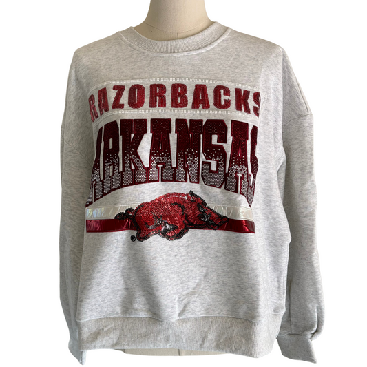 Grey 'Razorbacks Arkansas' Vintage Sweatshirt - Fairley Fancy