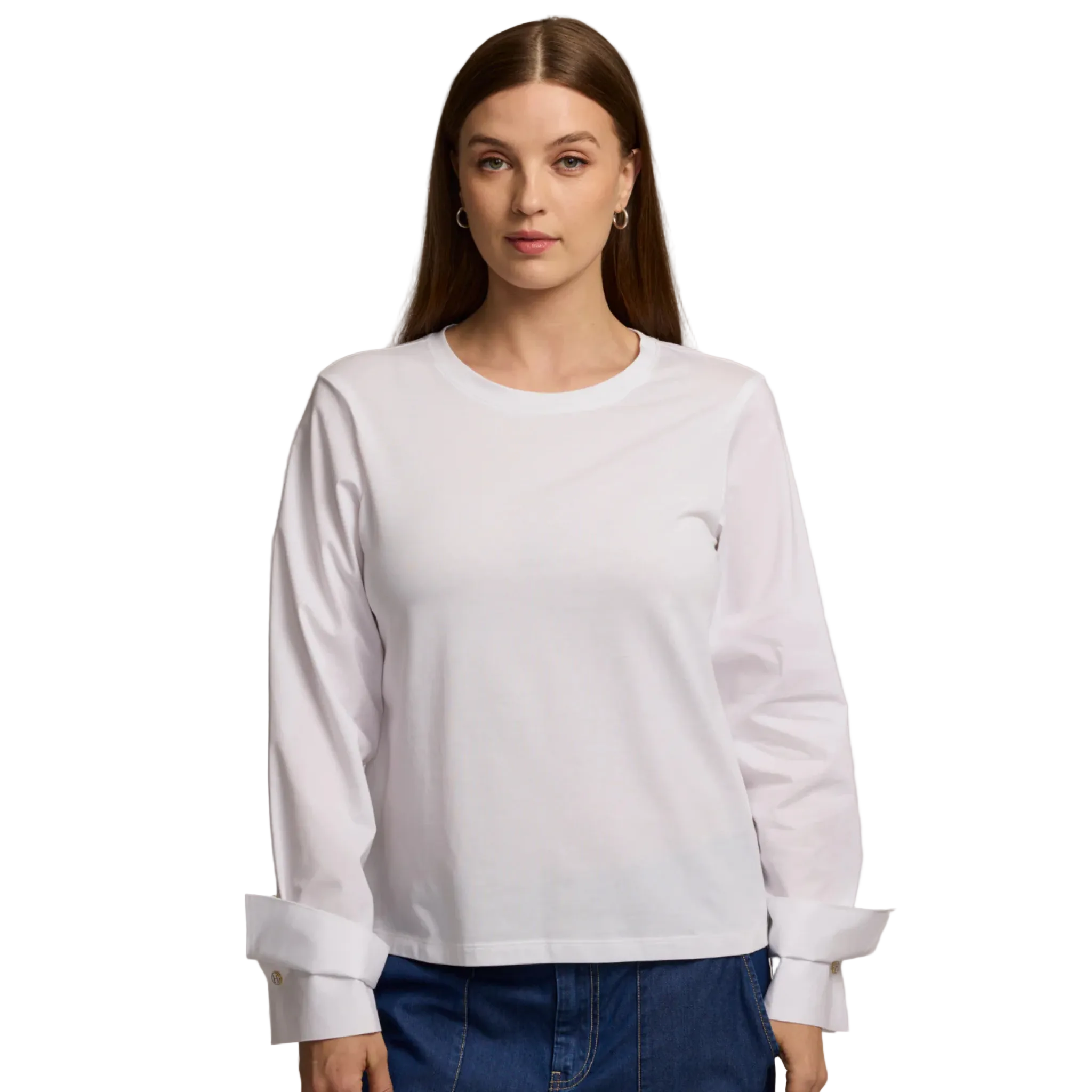 Long Sleeve Reagen in White - Fiarley Fancy