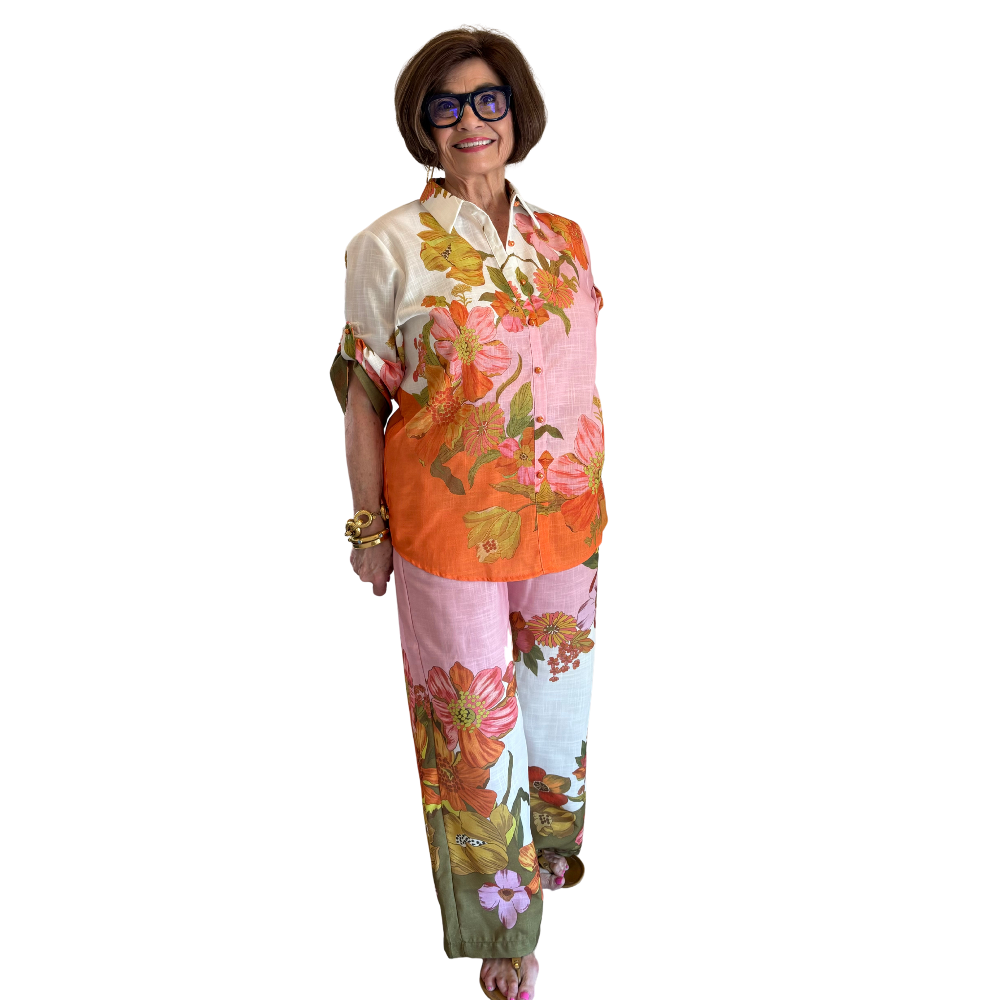 Floral Set in Orange Multicolor - Fairleyh Fancy