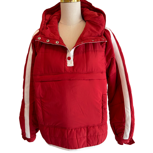 Quilted Hooded Parka in Red & White - fairley fancy