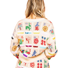 Beige Multi Mahjong Tile Button Up Cardigan - Fairley Fancy