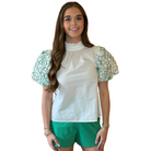 Pattern Green Maze Blouse - FAIRLEY FANCY