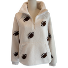 Football Sherpa Sweater in Brown & White - Fairley Fancy