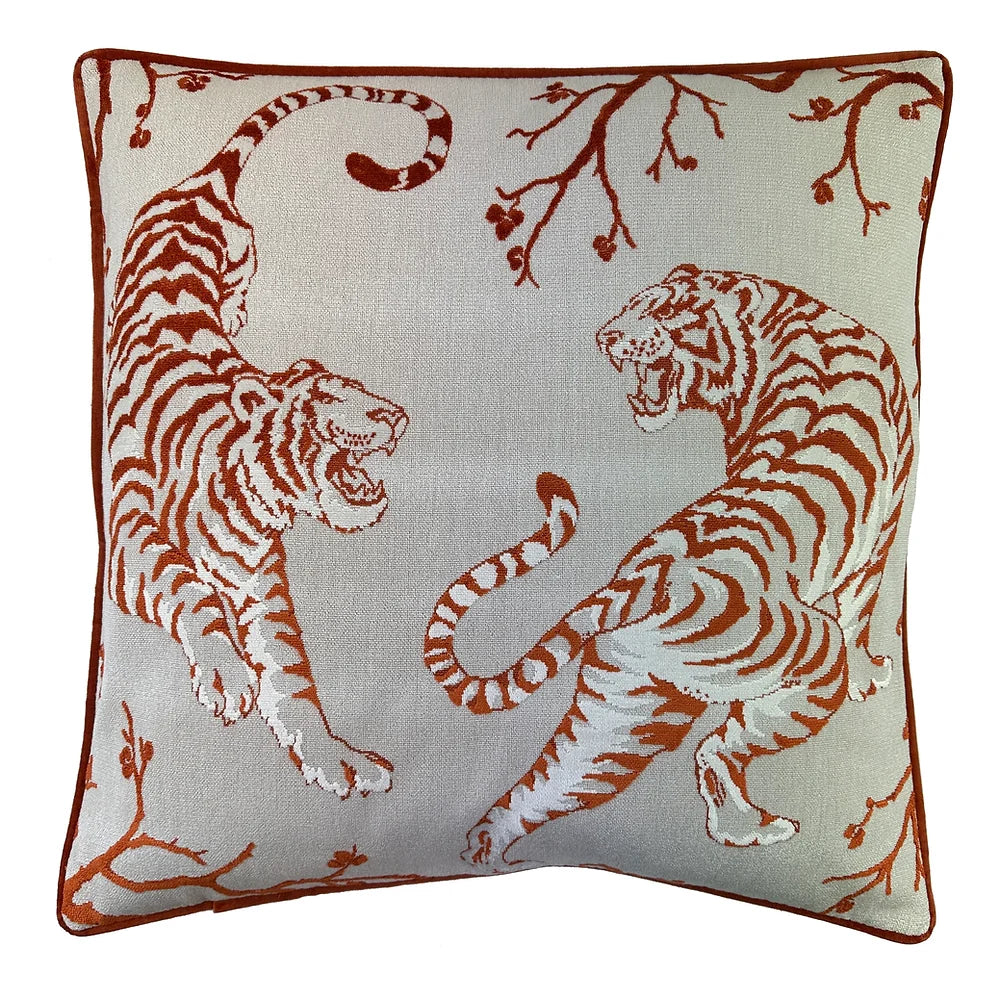 Tailspin in Orange Jasper Velvet Pillow - Fairley Fancy