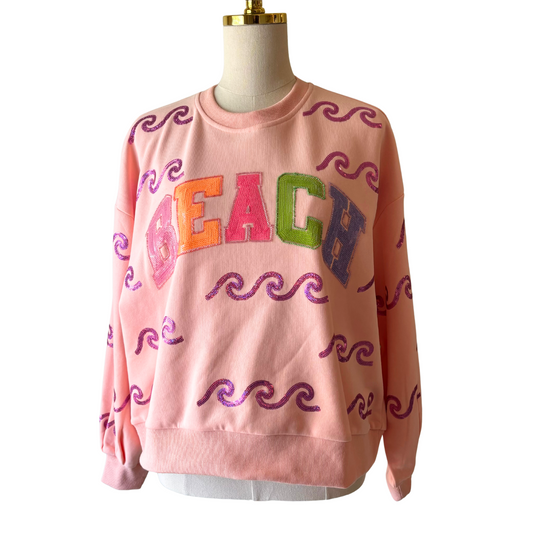 Peach Wave & 'Beach' Sweatshirt - FAIRLEY FANCY