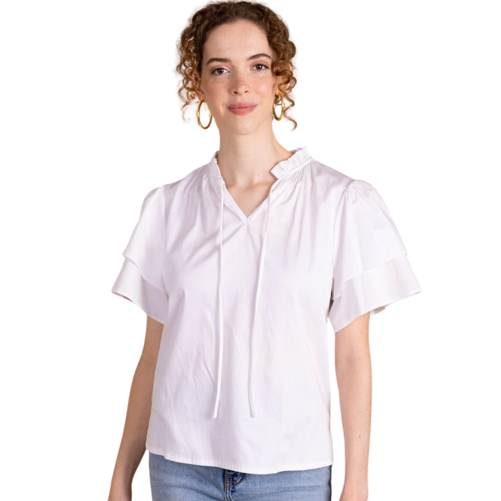 Sally Top in White - FAIRLEY FANCY