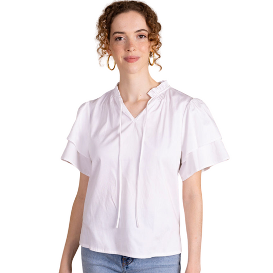 Sally Top in White - FAIRLEY FANCY