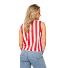 Red & White Striped 'Queen' Mustard on Hot Dog Knit Tank