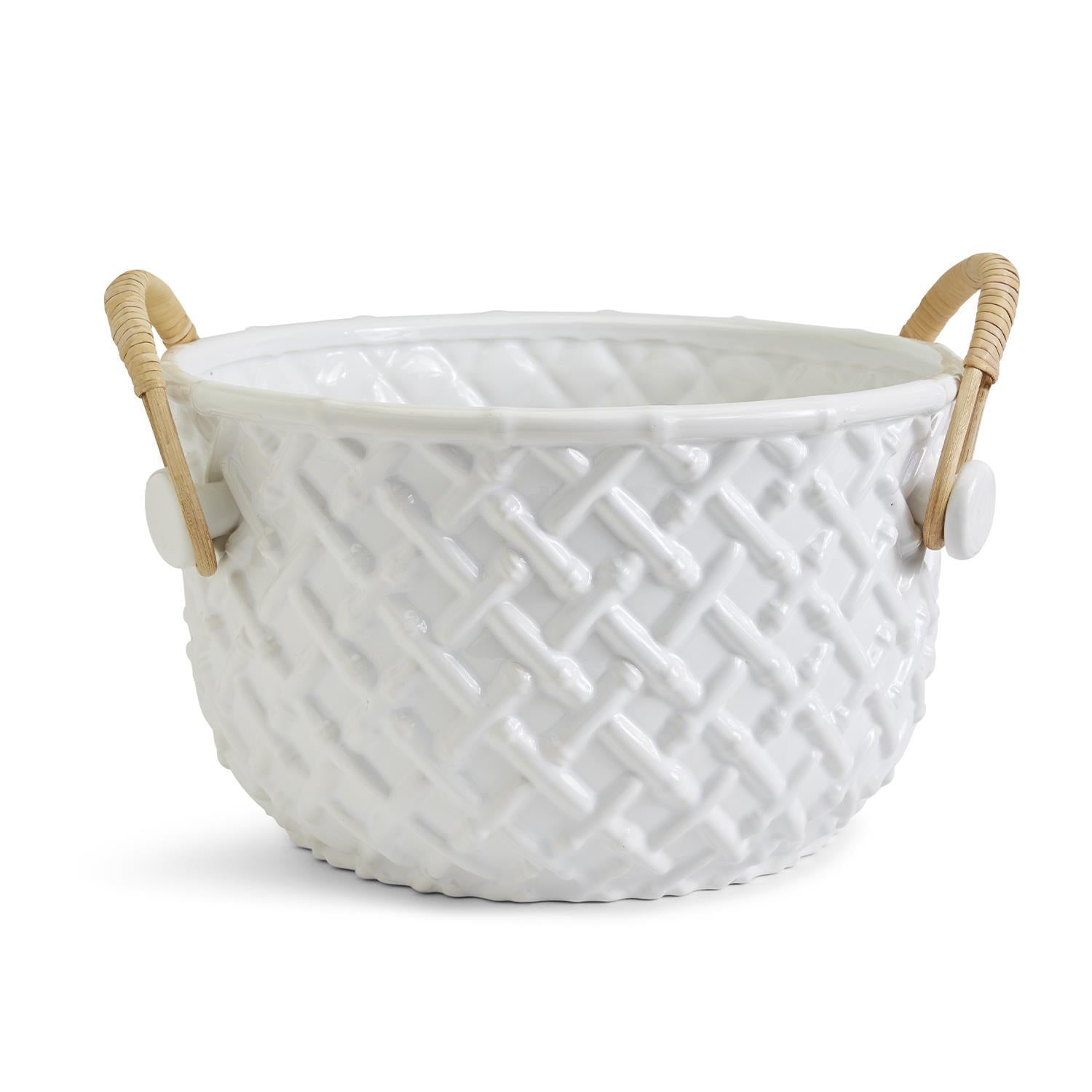 Hampton Faux Bamboo Fretwork Party Bucket with Bamboo Handles -FAIRLEY FANCY