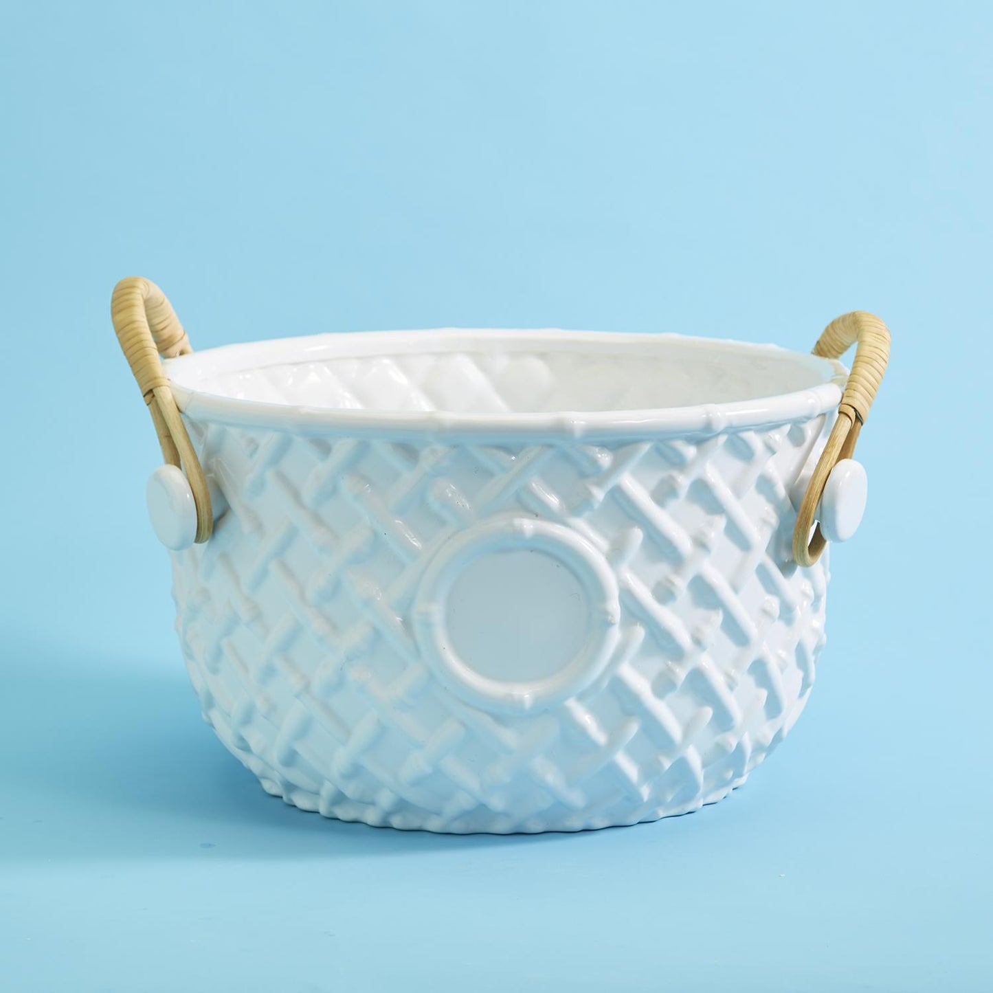 Hampton Faux Bamboo Fretwork Party Bucket with Bamboo Handles -FAIRLEY FANCY