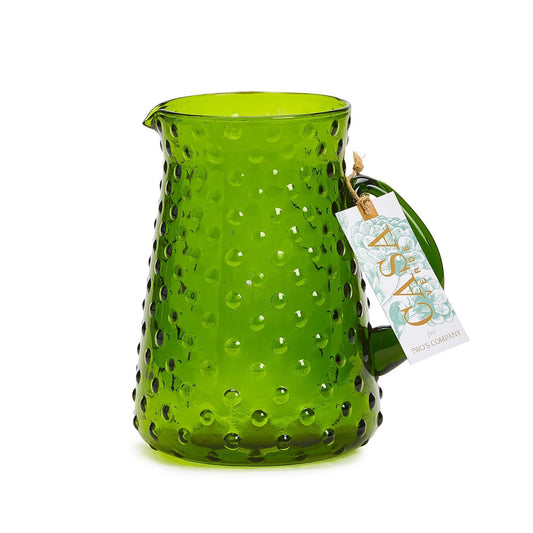 Moss Hobnail Jug in Recycled Glass - Fairley Fancy