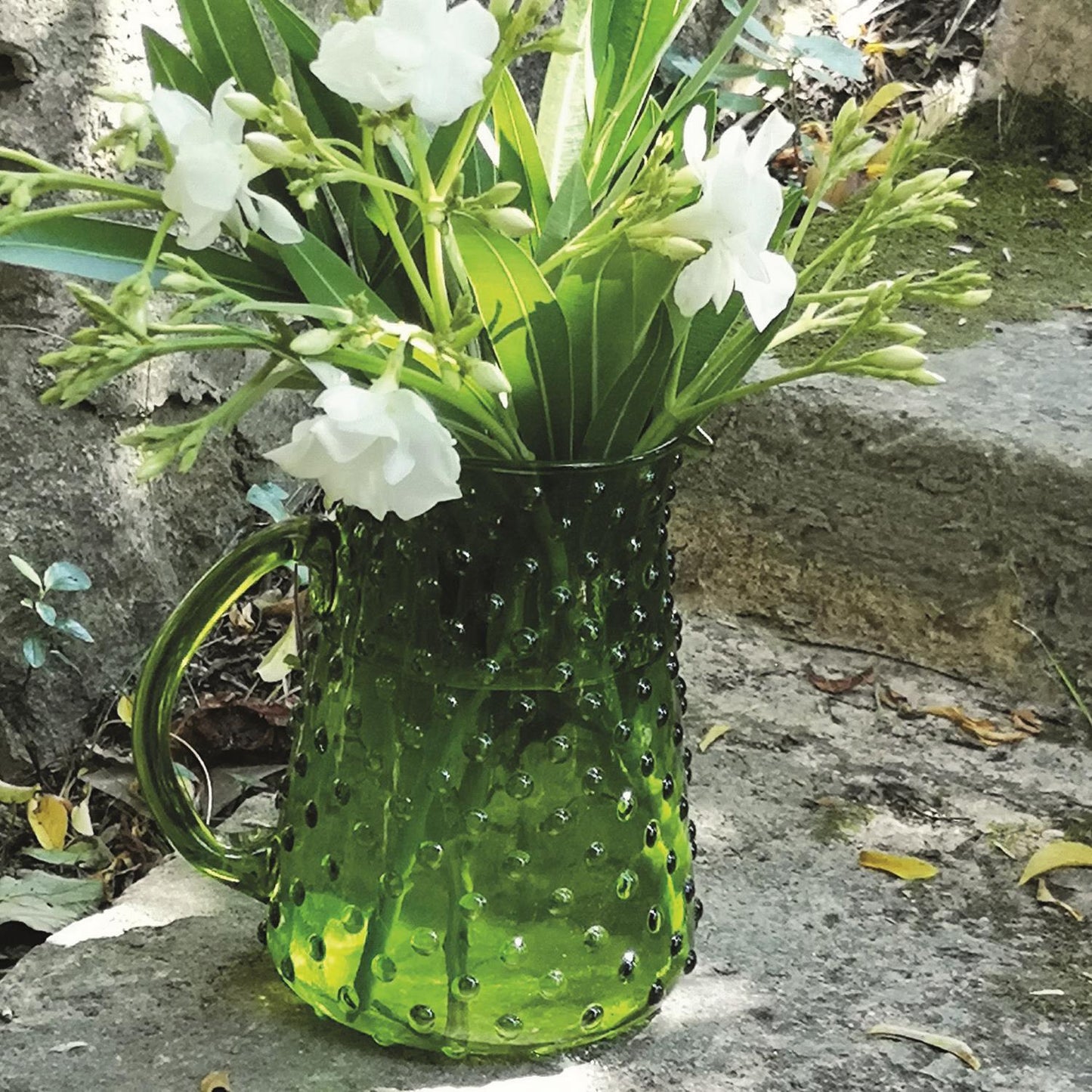 Moss Hobnail Jug in Recycled Glass - Fairley Fancy