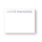 White notepad with 'I ❤️ MAHJONG' text on a white background