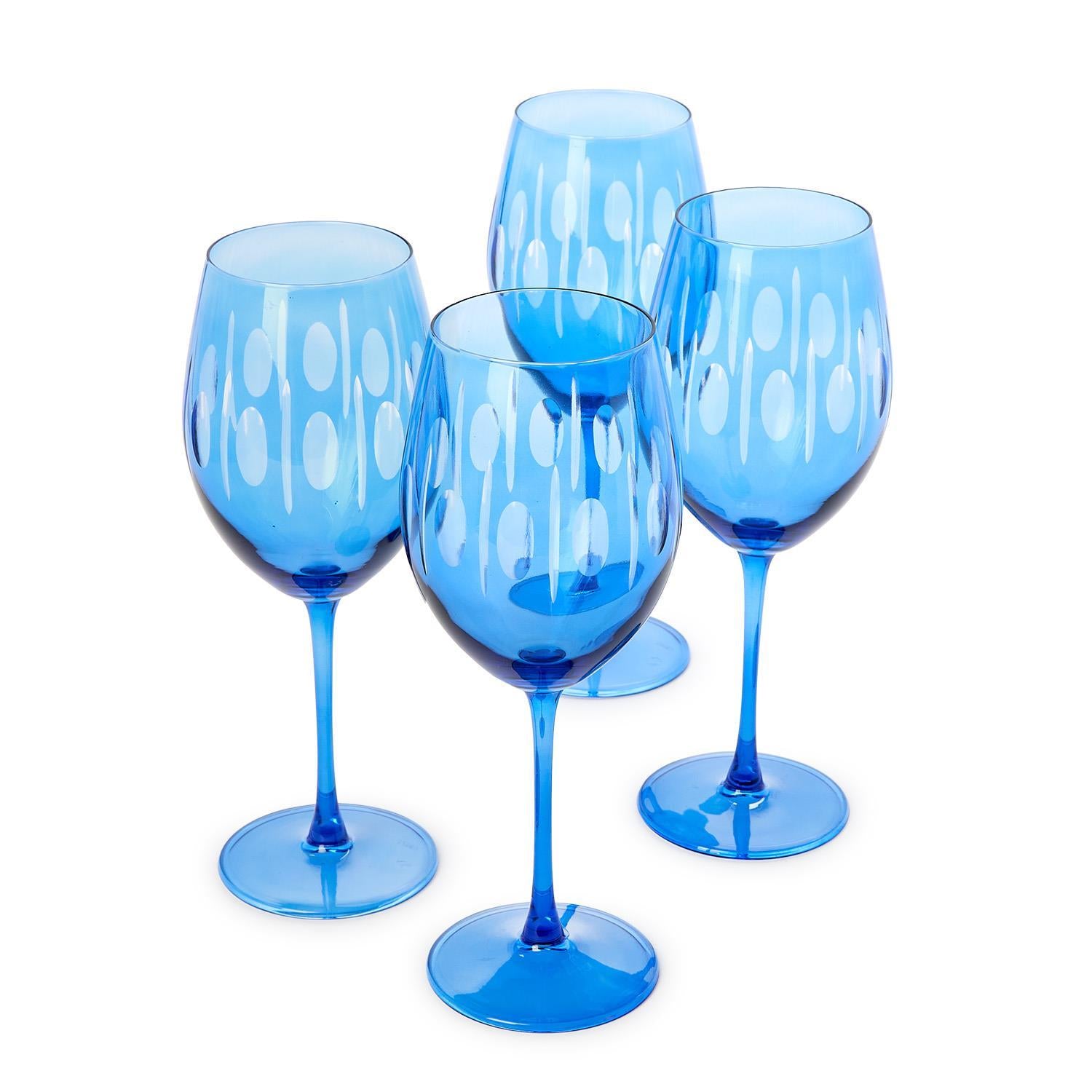 Blue Stemmed Wine Glass