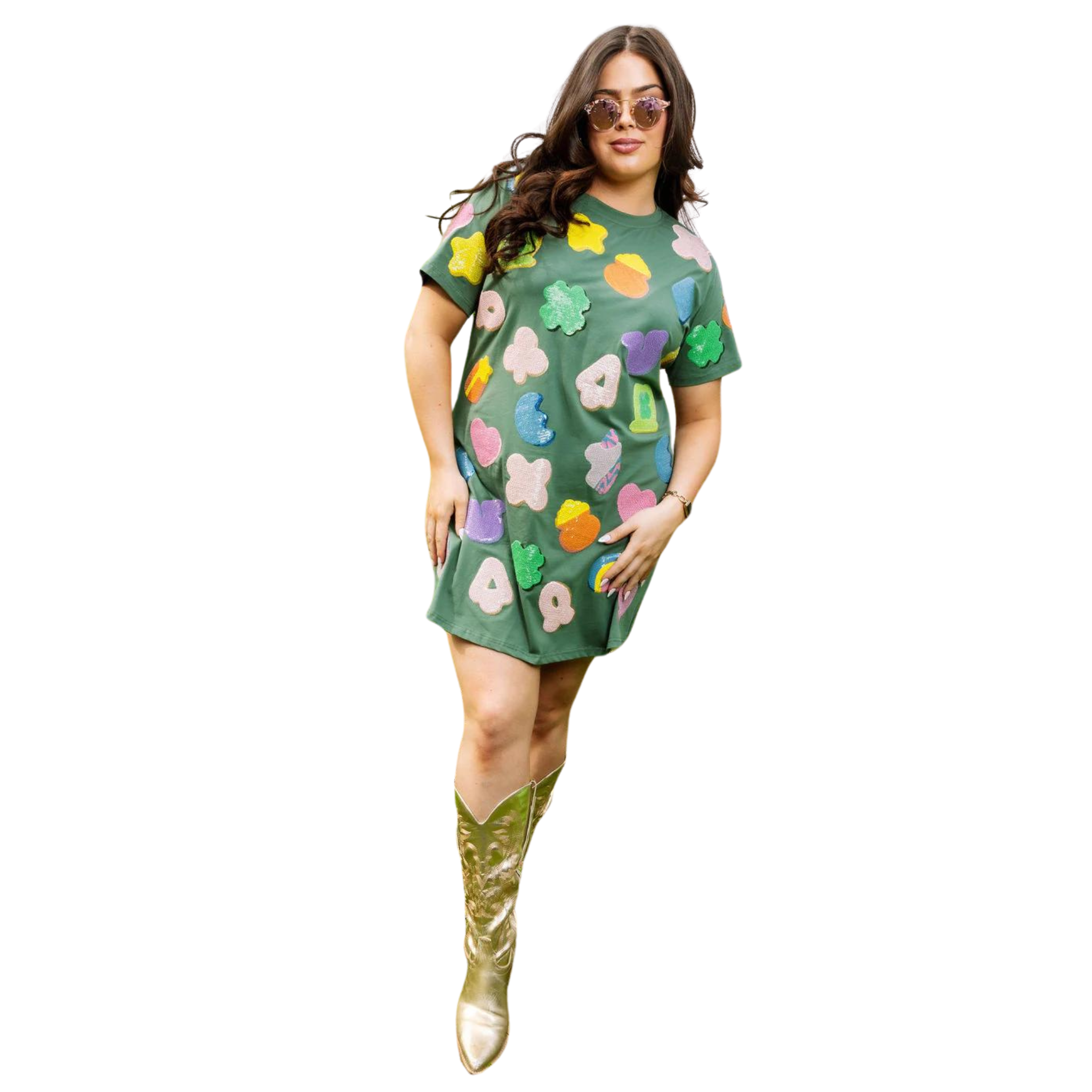 Dark Green Lucky Charm Icon Tee Dress - FAIRLEY FANCY