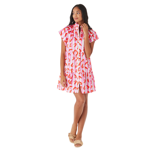 Whitley Dress in Shrimp Cocktail - FAIRLEY FANCY