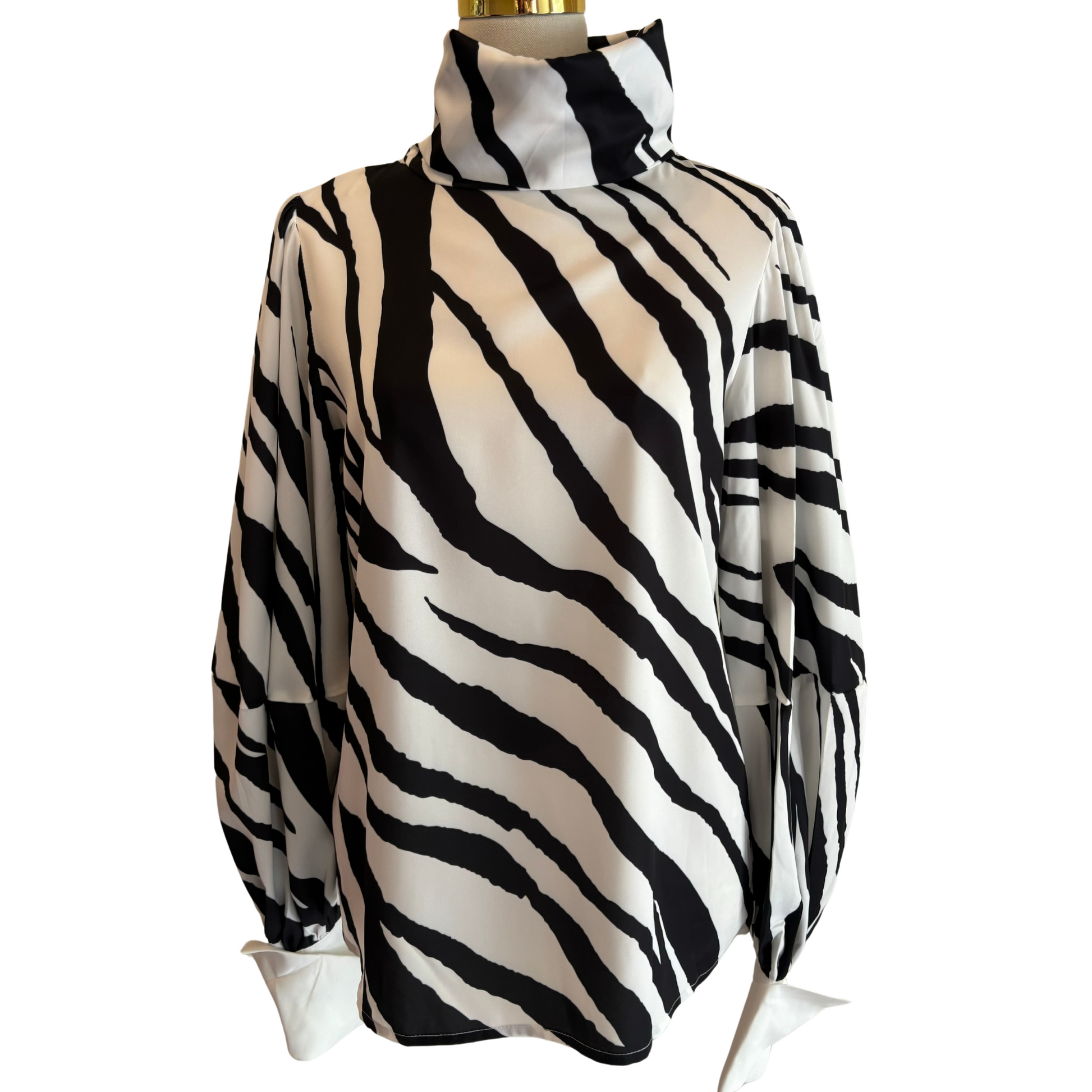 Funnel Neck Long Sleeve in Zebra - Fairley Fancy