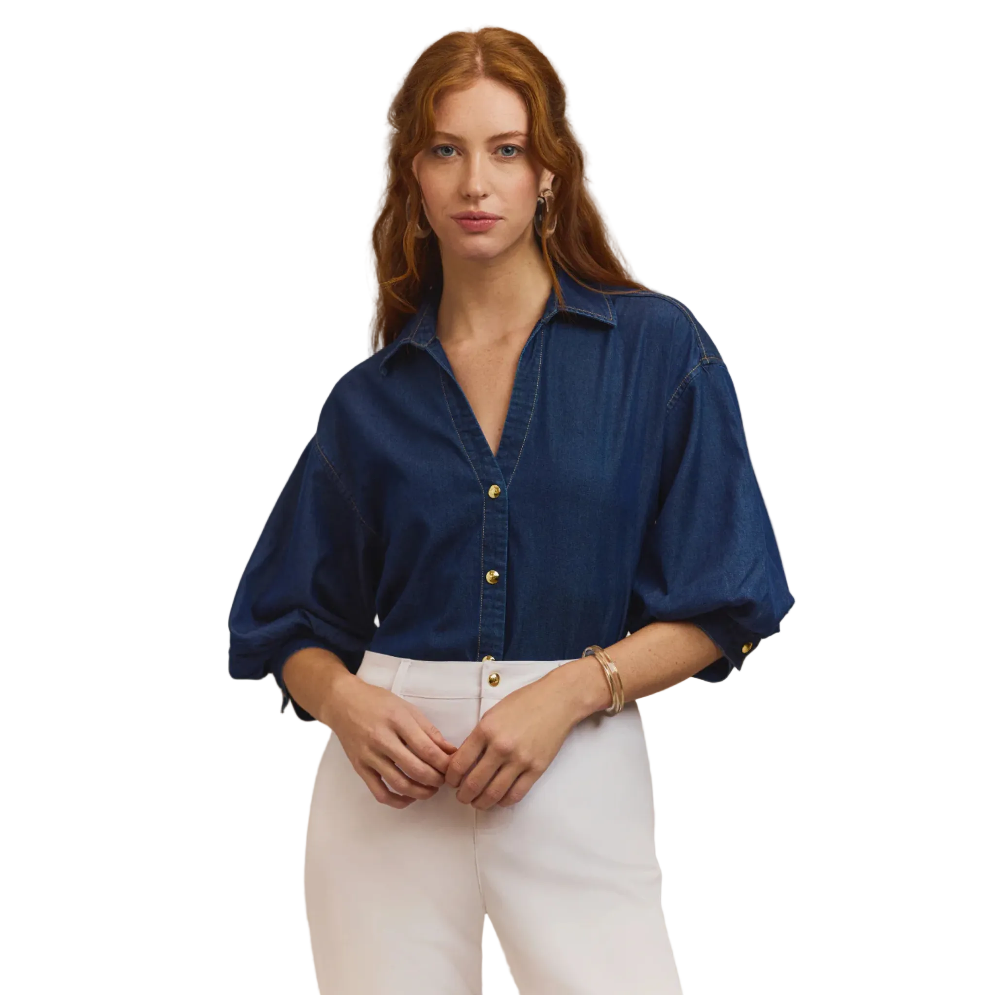 Lilian Elbow Sleeve Denim Shirt