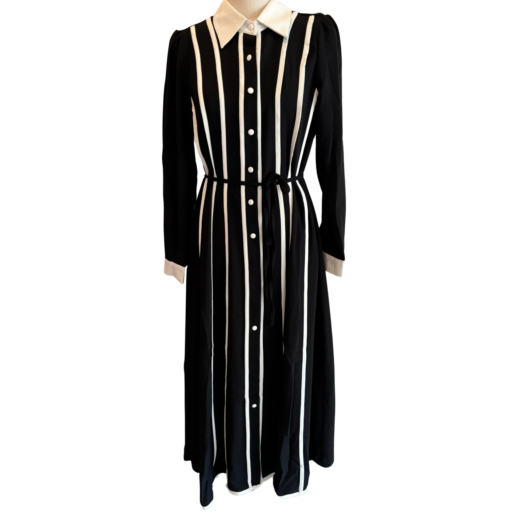 Black Maxi Dress with White Trim - Fairley Fancy