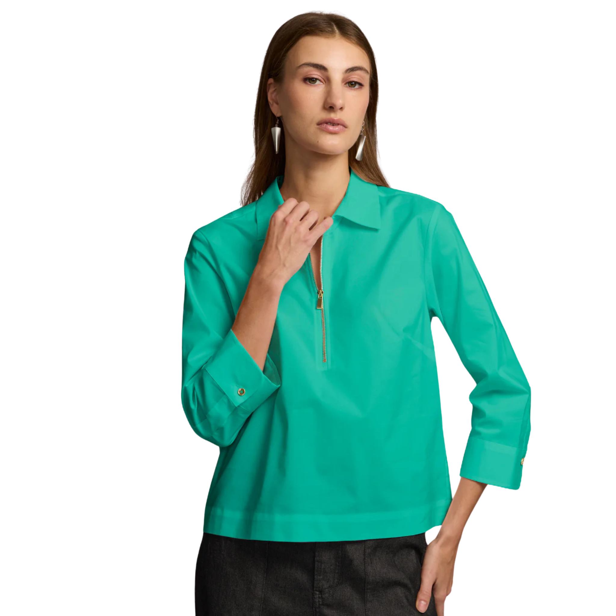 Alessa 3/4 Sleeve Top in Sea Green-Fairley Fancy