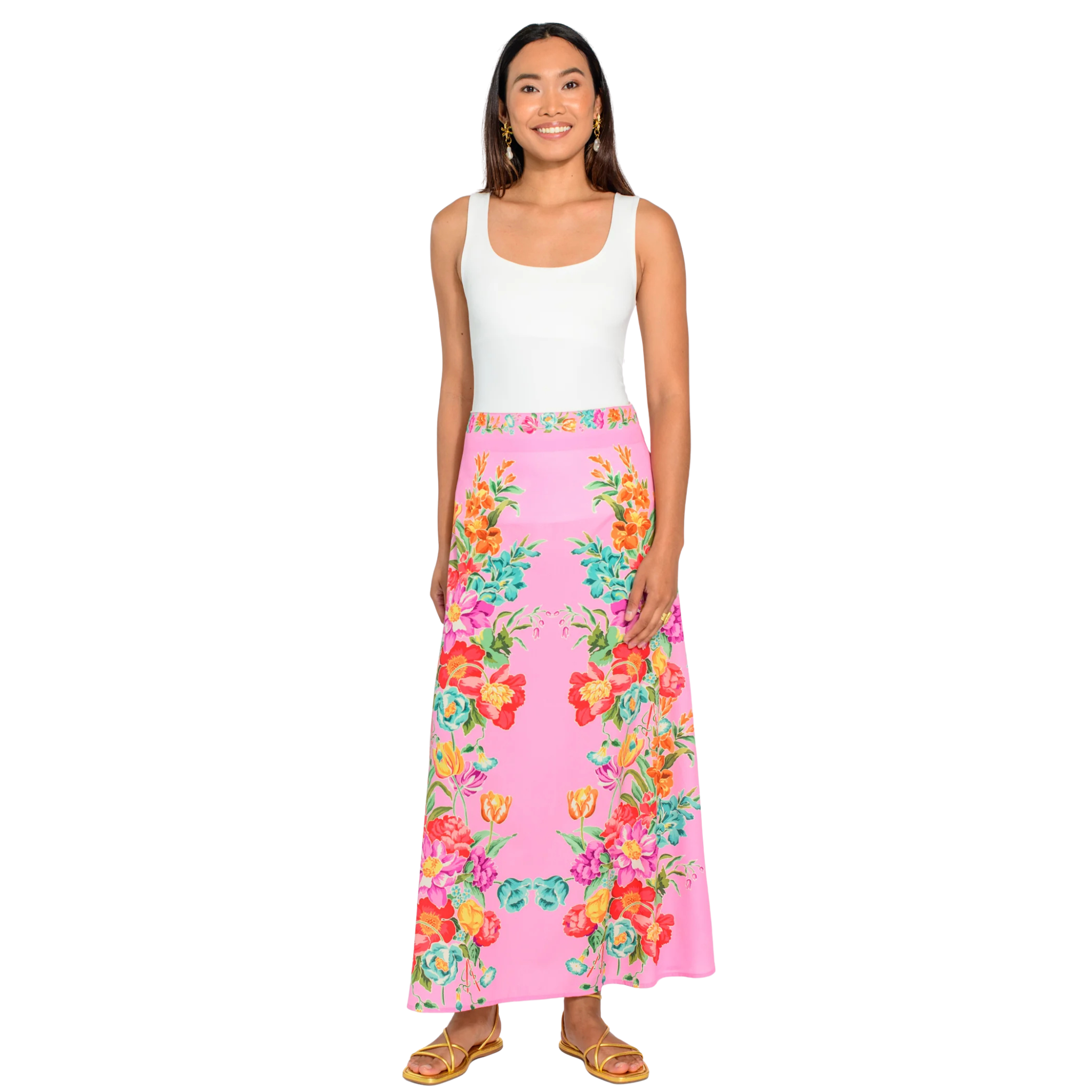Anita Skirt in Tulip Tapestry Cotton Candy-Fairley Fancy