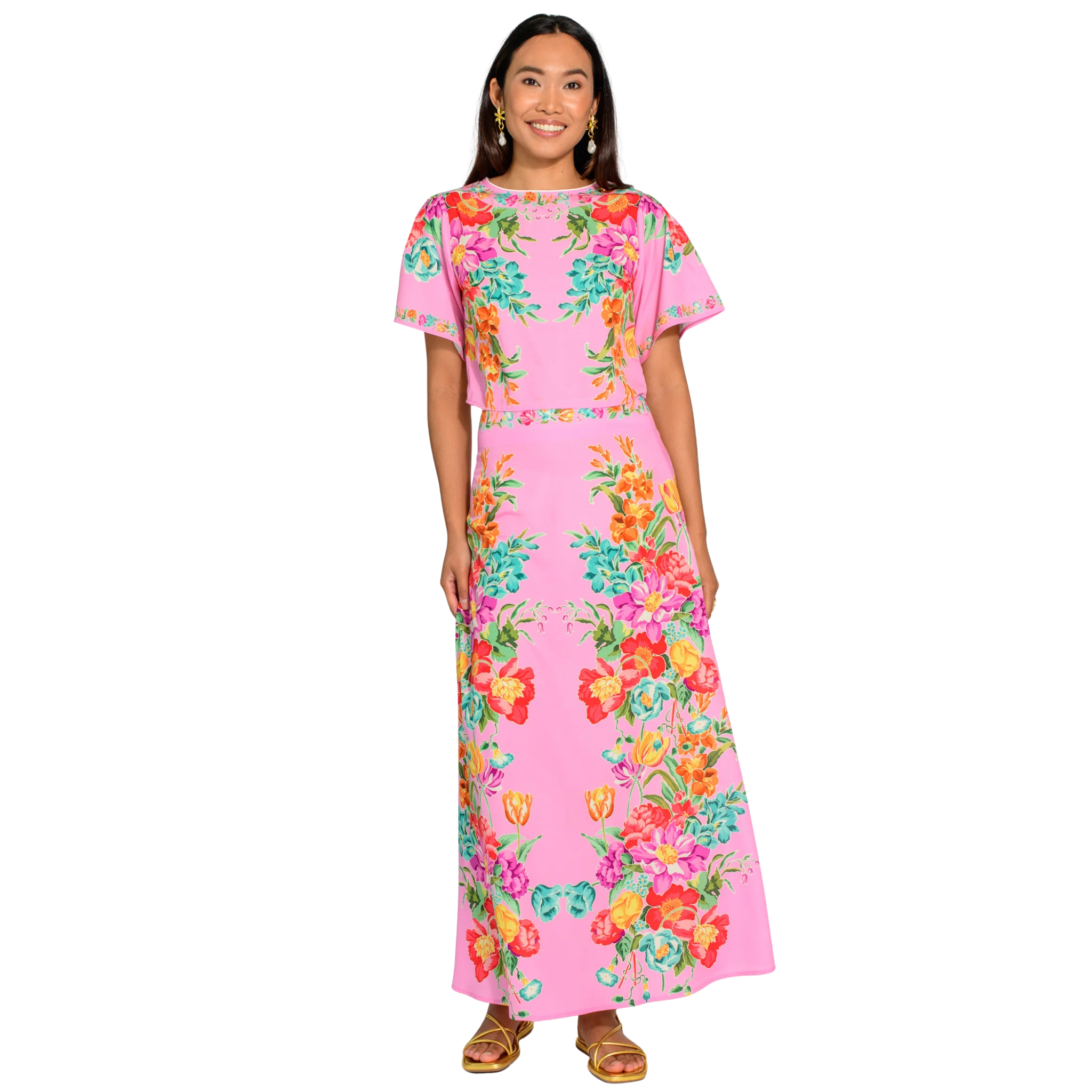 Anita Skirt in Tulip Tapestry Cotton Candy-Fairley Fancy