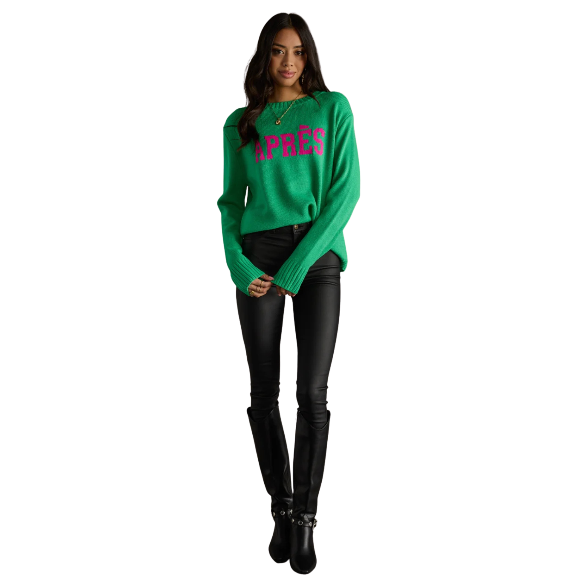 Après Sweater in Green & Pink-Fairley Fancy