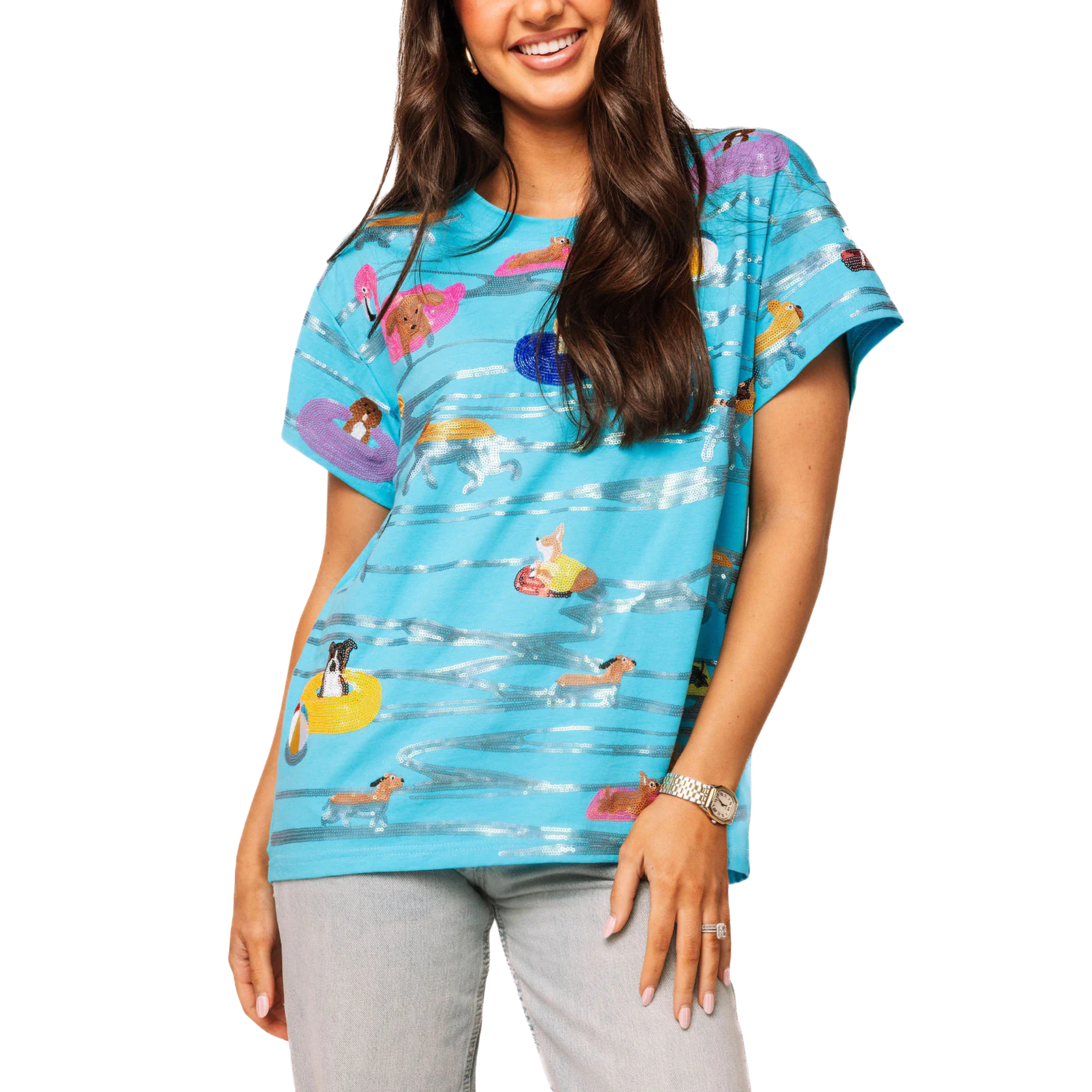 Aqua Dogs on Tubes Swimming Tee-Fairley Fancy