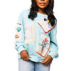 Aqua Scattered Mahjong Tile Sweatshirt-Fairley Fancy