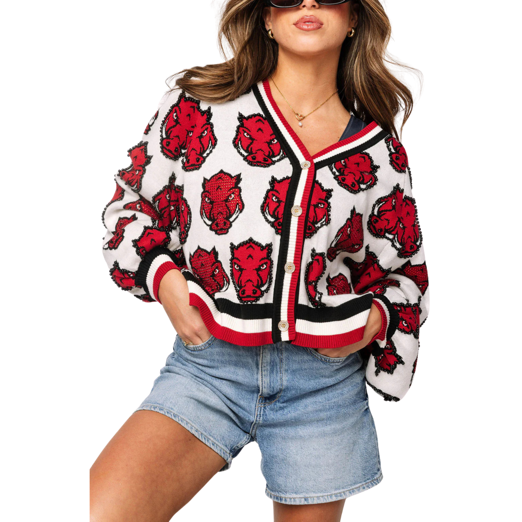 Arkansas Knit Rhinestone Cardigan-Fairley Fancy