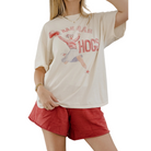 Arkansas Razorbacks Rah Rah Off White Thrifted Tee-Fairley Fancy