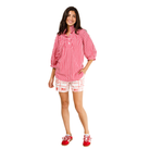 Avie Top in Red and White Gingham-Fairley Fancy