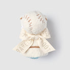 Decorative baseball with a bow and 'Barley' text on a light gray background