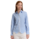 Blaire Long Sleeve Shirt in Blue and White-Fairley Fancy