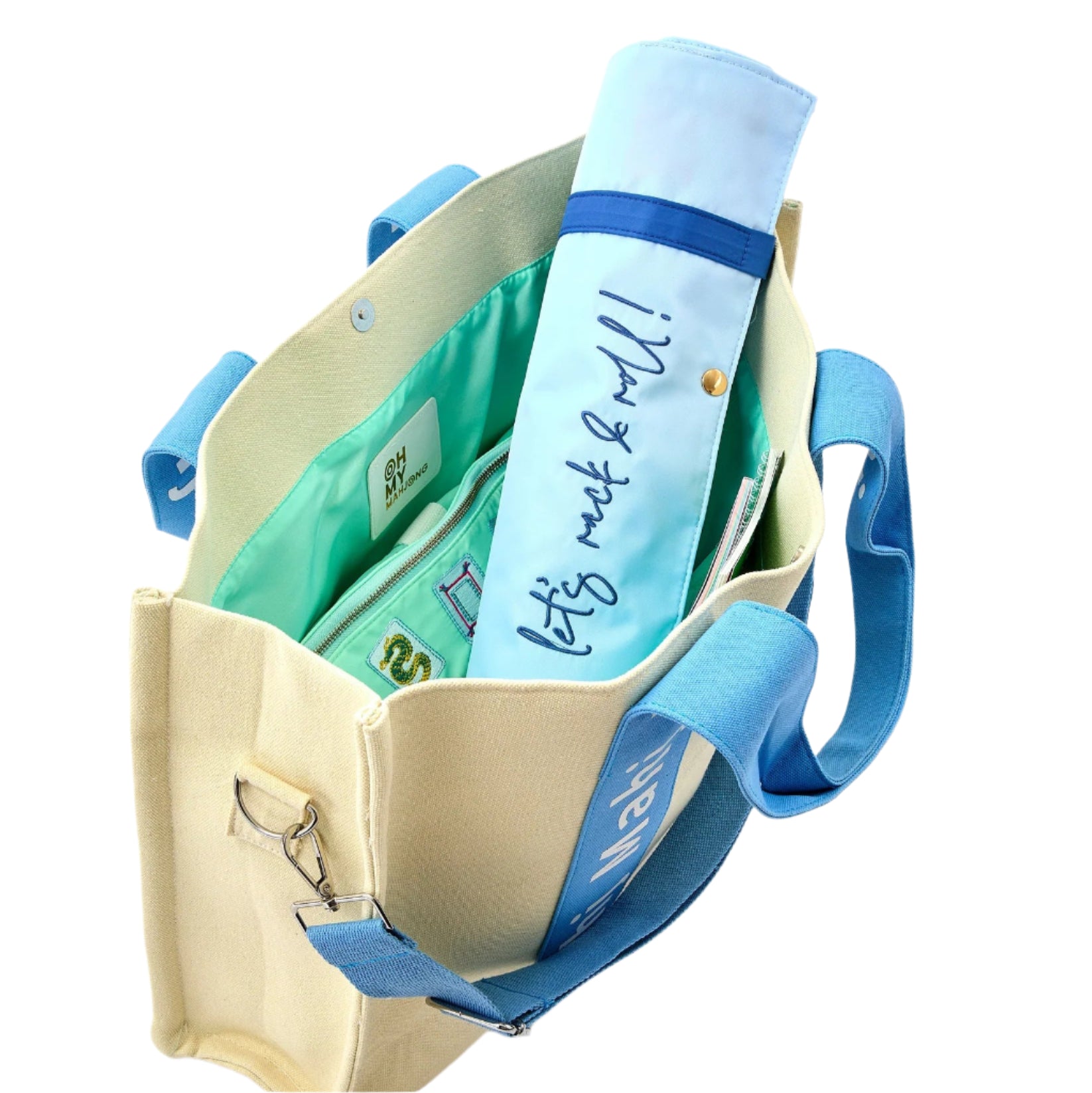 Blue Mahj it All Bag in Light Blue-Fairley Fancy