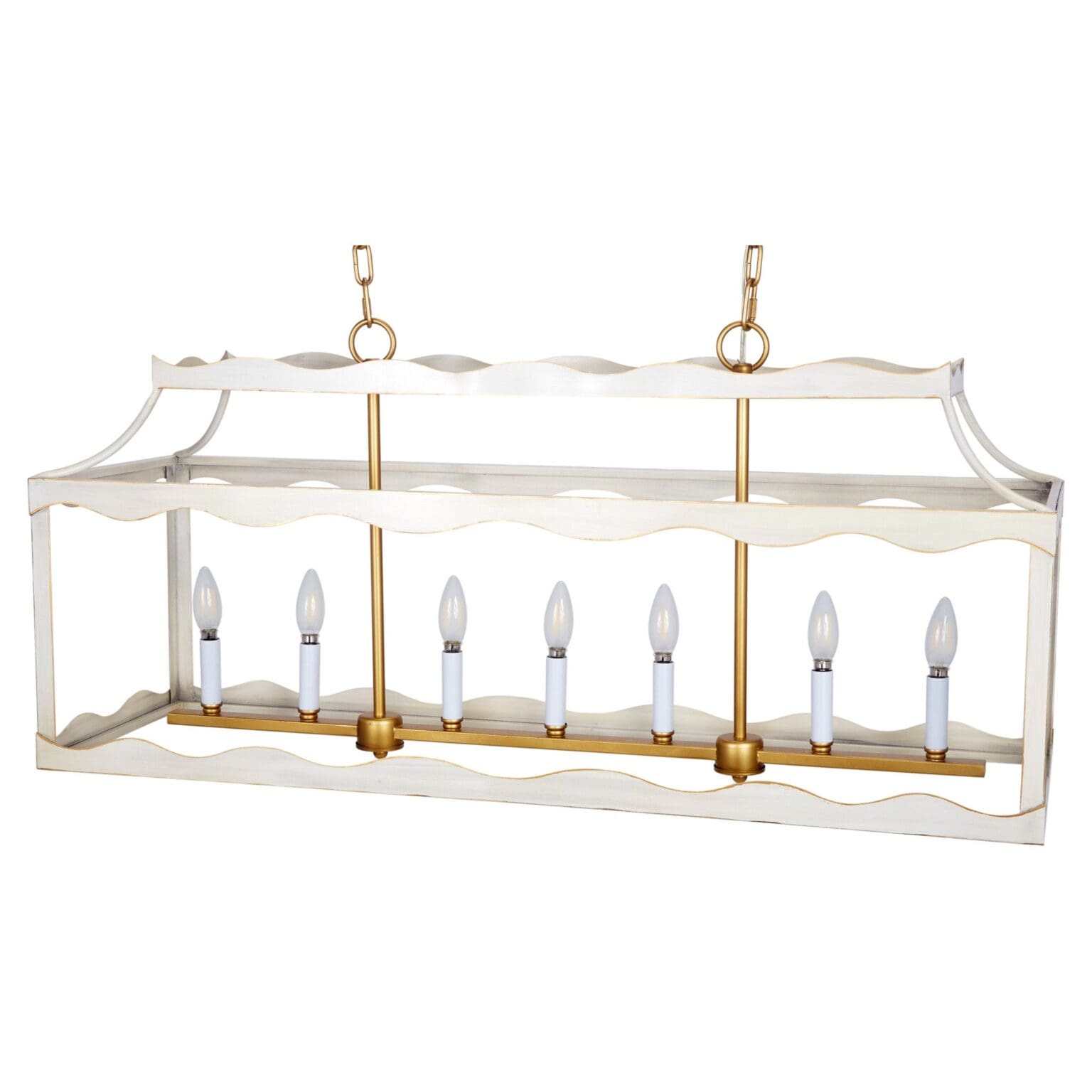 Miriam Cream & Gold Rectangular Metal Lantern - Fairley Fancy