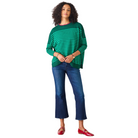 Catalina Modern Crewneck Sweater in Green Stripe-Fairley Fancy