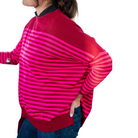 Catalina Modern Crewneck Sweater in Magenta Stripe-Fairley Fancy