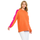 Colorblock Sleeve Sweater in Orange-Fairley Fancy