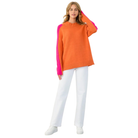 Colorblock Sleeve Sweater in Orange-Fairley Fancy