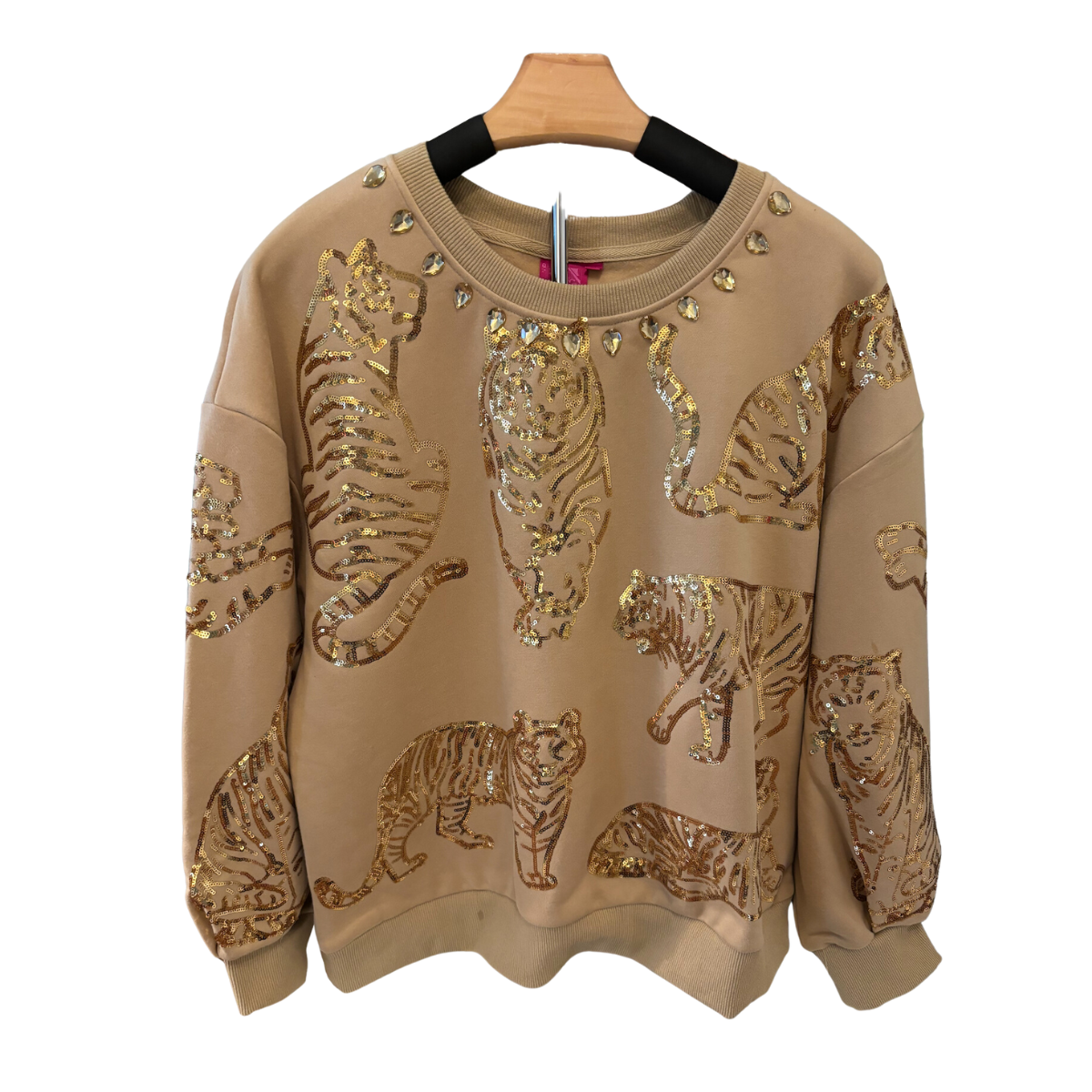 Beige & Gold All Over Tiger Sweatshirt