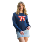 Crew Neck Bow Knit Sweater-Fairley Fancy