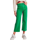 Cropped Wide Leg Jeans in Deep Green-Fairley Fancy
