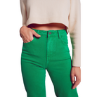 Cropped Wide Leg Jeans in Deep Green-Fairley Fancy