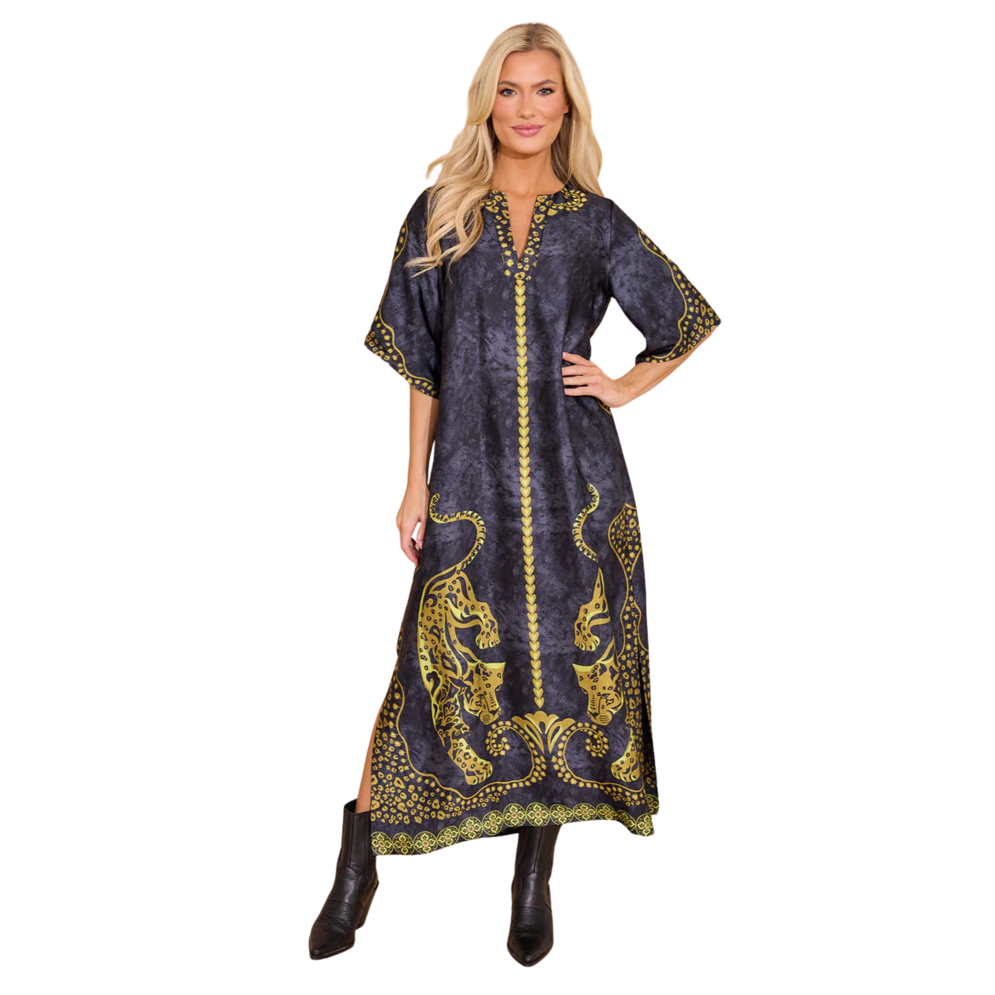 Delaney Dress in Pouncing Panther-Fairley Fancy