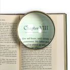 Magnifying glass over an open book focusing on 'Chapter VIII'.
