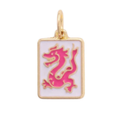 Dragon Mahjong Tile Charm in White & Pink-Fairley Fancy