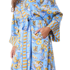 Eco Satin Robe in Palm Royale Pooches Blue-Fairley Fancy