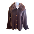 Fur Neck Button Cardigan